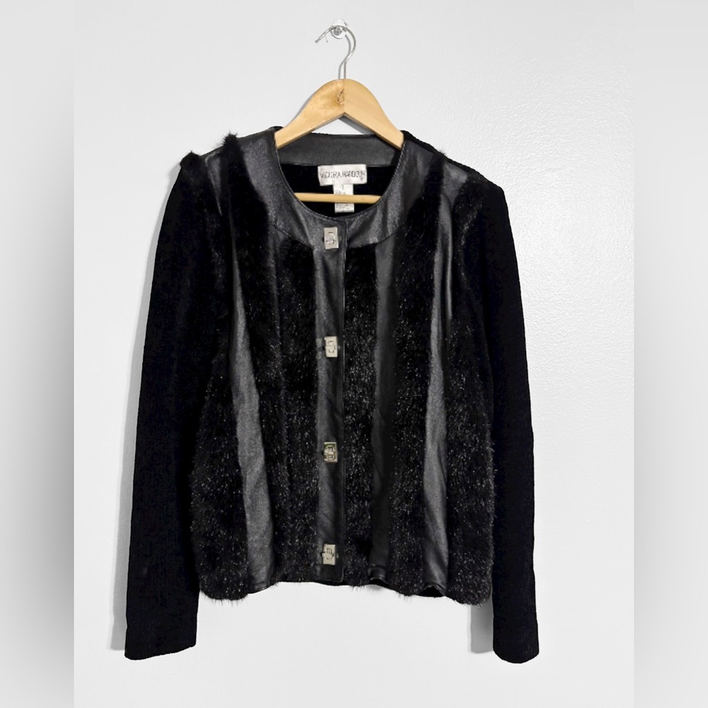 Victoria Harbour Vintage Leather Faux Fur Jacket